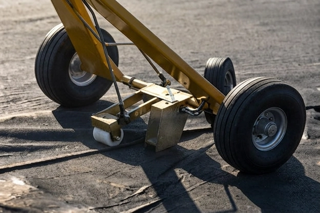 GT-200 wheel-mounted BPR wedge welder operating on nonwoven geotextile in a landfill installation